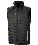 Compass padded softshell gilet — Black/Lime