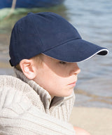 Junior low-profile heavy brushed cotton cap with sandwich peak — lifestyle