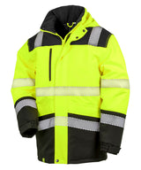 Printable softshell safety coat — Fluorescent Yellow/Black