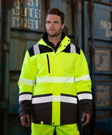 Printable softshell safety coat — lifestyle