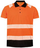 Recycled safety polo — Fluorescent Orange/Black*