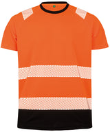 Recycled safety t-shirt — Fluorescent Orange/Black