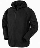 Recycled hooded microfleece jacket — Black