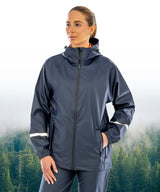 Prism PU waterproof jacket with reflective bands and recycled backing — lifestyle