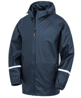 Prism PU waterproof jacket with reflective bands and recycled backing — Navy