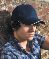 Pro-style heavy cotton cap with sandwich peak — lifestyle
