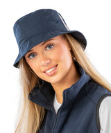 Deluxe washed cotton bucket hat with side mesh panels — lifestyle