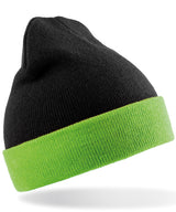 Recycled compass beanie — Black/Lime