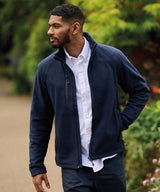 Honestly Made recycled full-zip fleece — lifestyle