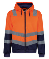 Pro hi-vis full zip hoodie — Orange/Navy