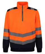 Pro hi-vis ¼-zip sweatshirt — Orange/Navy