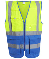 Pro hi-vis executive vest — Yellow/Royal Blue