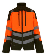 Hi-Vis X-Pro 3-layer softshell jacket (Class 2) — Black/Orange