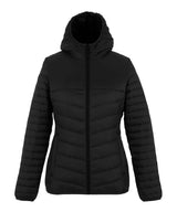 Loftlite women’s hooded baffle jacket — Black/Black