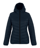 Loftlite women’s hooded baffle jacket — Navy/Black