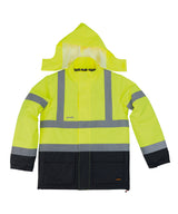High-visibility waterproof jacket — Yellow/Navy