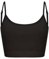 Women's sustainable fashion cropped cami top with adjustable straps — Black