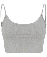 Women's sustainable fashion cropped cami top with adjustable straps — Heather Grey