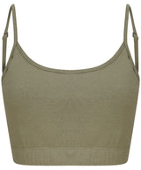 Women's sustainable fashion cropped cami top with adjustable straps — Khaki