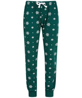 Kids cuffed lounge pants — Bottle/White Snowflakes