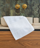 Organic hand towel with printable border — lifestyle