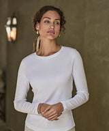 Women’s long sleeve interlock tee (590) — lifestyle