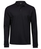 Luxury stretch long sleeve polo (1406) — Black