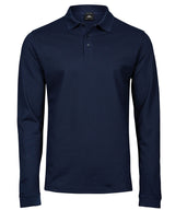 Luxury stretch long sleeve polo (1406) — Navy