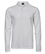 Luxury stretch long sleeve polo (1406) — White