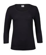Women’s stretch 3/4-sleeve tee (460) — Black