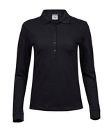 Women’s luxury stretch long sleeve polo (146) — Black