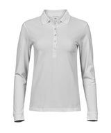 Women’s luxury stretch long sleeve polo (146) — White