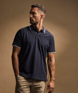 Luxury stripe stretch polo (1407) — lifestyle