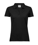 Women’s luxury stretch v-neck polo (1409) — Black