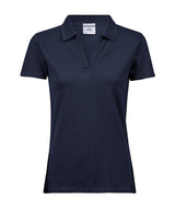 Women’s luxury stretch v-neck polo (1409) — Navy