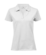 Women’s luxury stretch v-neck polo (1409) — White