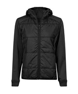Women’s hybrid-stretch hooded jacket (9113) — Black/Black