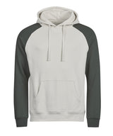 UNLABELED two-tone hooded sweatshirt (5156) — Cement/Dark Green