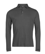 Pima cotton long-sleeve polo (1442) — Black