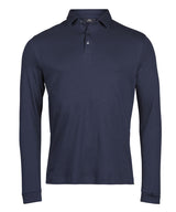 Pima cotton long-sleeve polo (1442) — Navy