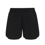 Women’s double-layer sports shorts — Black/Black