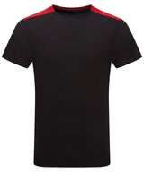 TriDri® contrast performance t-shirt — Black/Fire Red