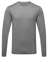 Men's TriDri® long sleeve performance t-shirt — Black Melange