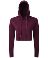 Women's TriDri® cropped hooded long sleeve t-shirt — Mulberry