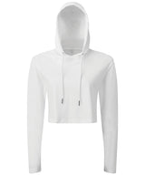 Women's TriDri® cropped hooded long sleeve t-shirt — White