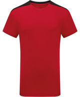 Kids TriDri® contrast performance t-shirt — Fire Red/Black