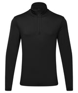 Men's TriDri® recycled long sleeve brushed back ¼ zip — Black/Black