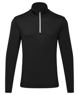 Men's TriDri® recycled long sleeve brushed back ¼ zip — Black/White
