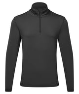 Men's TriDri® recycled long sleeve brushed back ¼ zip — Charcoal/Black