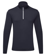 Men's TriDri® recycled long sleeve brushed back ¼ zip — French Navy/White